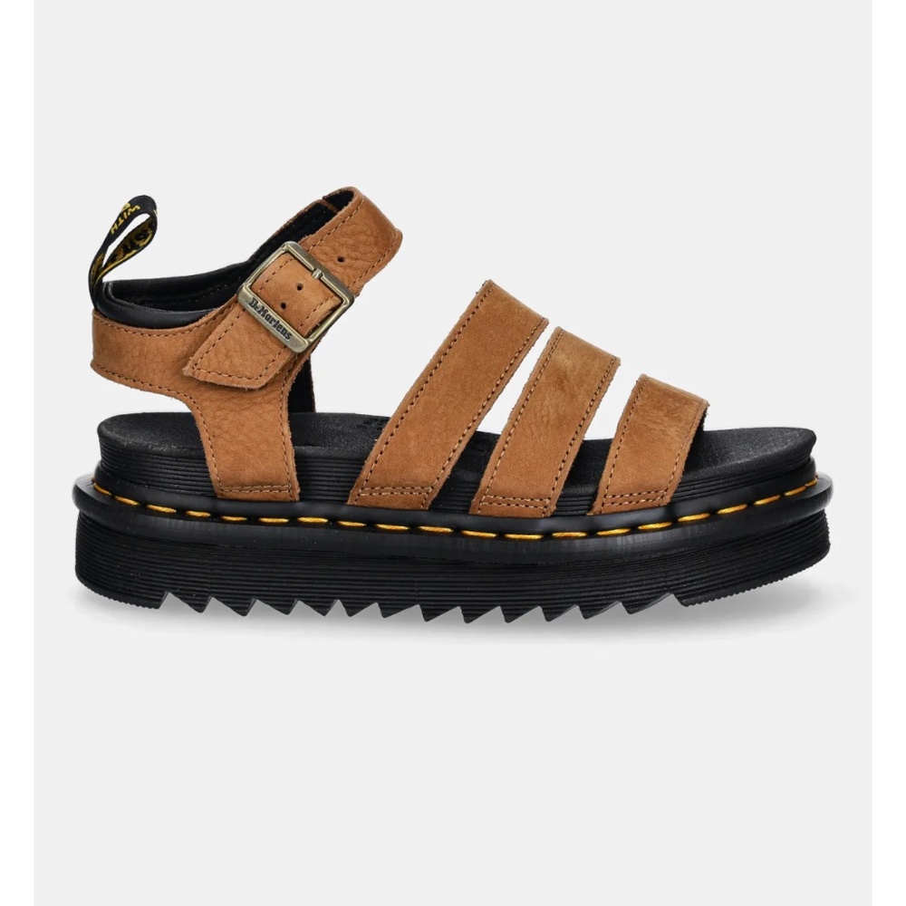 Dr. Marten Blaire Tumbled Nubuck Tan Strappy Sandals